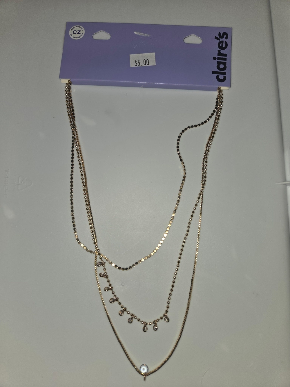 Claire's Gold Layered Crystal Charm Necklace